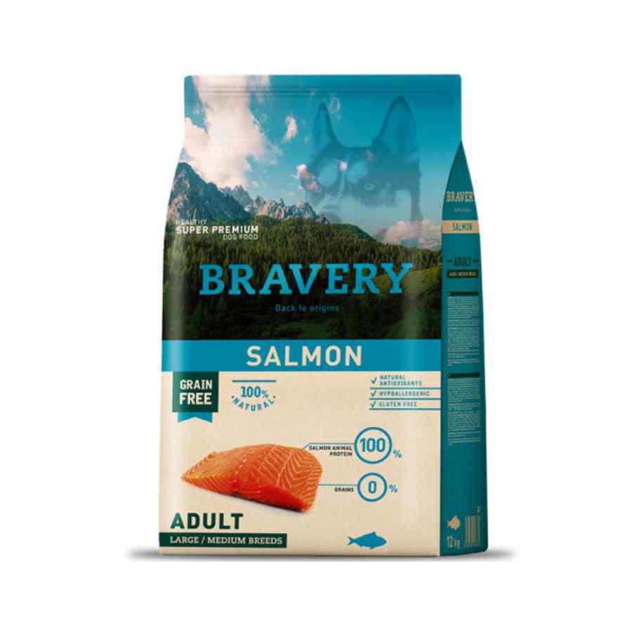 Bravery Salmón Adult Large/Medium Breed Alimento Seco Perro, , large image number null