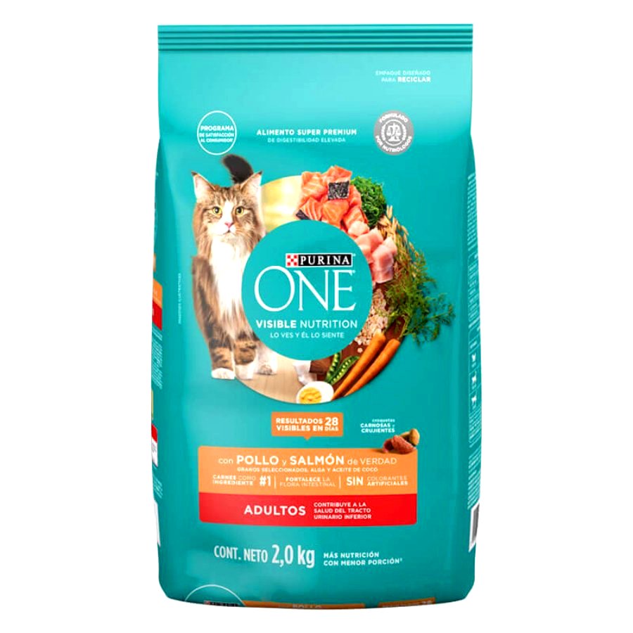 One Gato Adulto Salmon Alimento Seco Gato, , large image number null