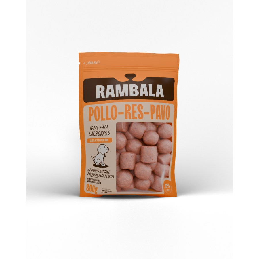 Rambala Comida Congelada Premium para Perros Pollo Res Pavo 800 g, , large image number null