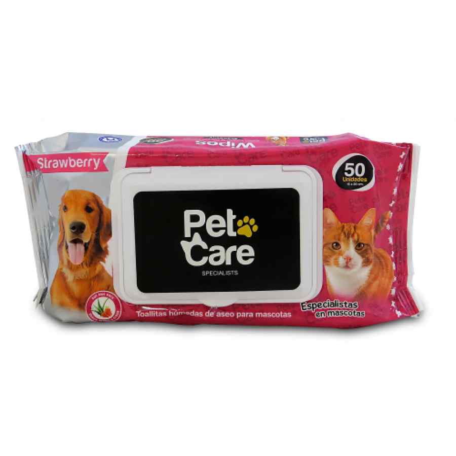 Pet Care Tollas humedas aroma fresa, 50 unidades