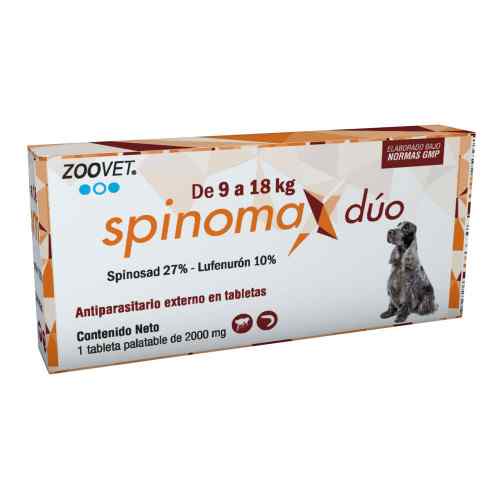 Spinomax Duo 9 A 18 Kg (Antiparasitario Externo Oral A Base De Spinosad + Lufenurón)  1 Unid, , large image number null