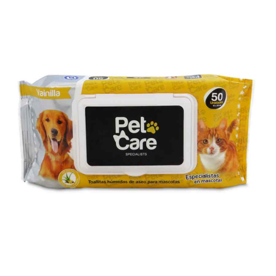 Pet Care Tollas humedas aroma vainilla, 50 unidades