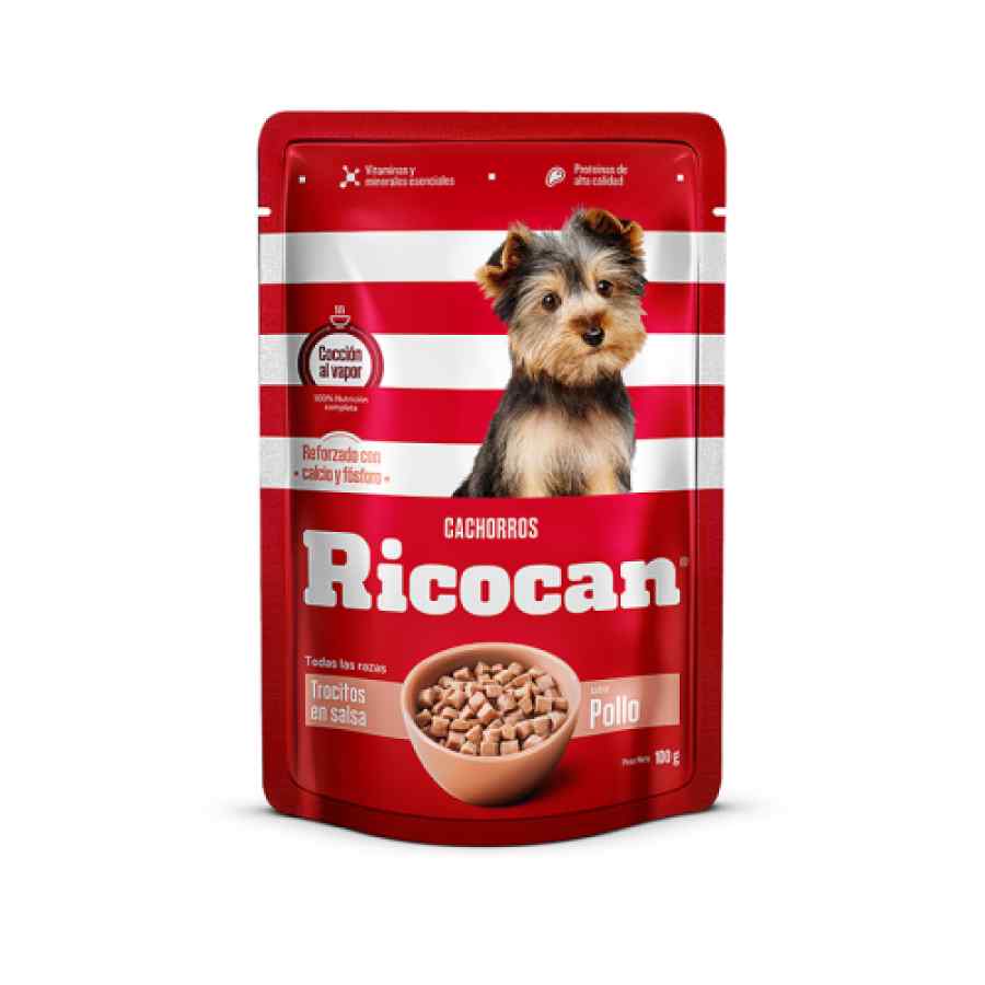 Ricocan Cachorro Pouch Trocitos de Pollo en Salsa 100 g, , large image number null